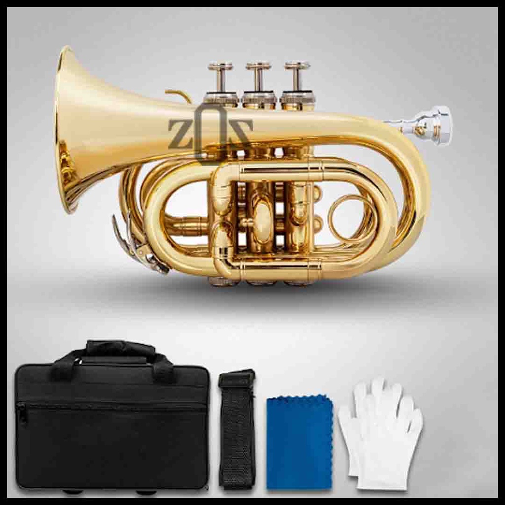 Terompet Terumpet Trumpet Tone Bb Flat Key Pocket Brass Marching Band