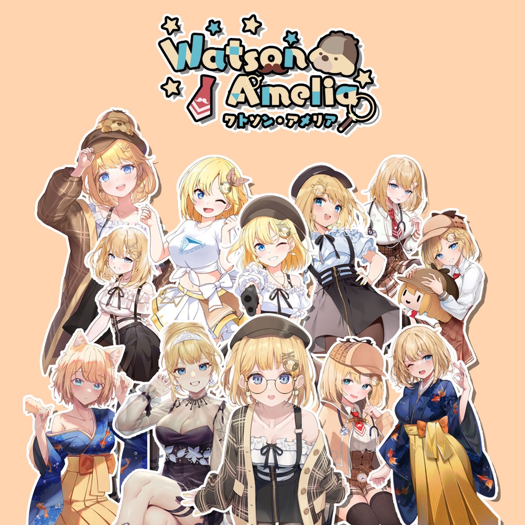 Sticker Pack Amelia Watson Hololive Vtuber / Stiker pack Anime