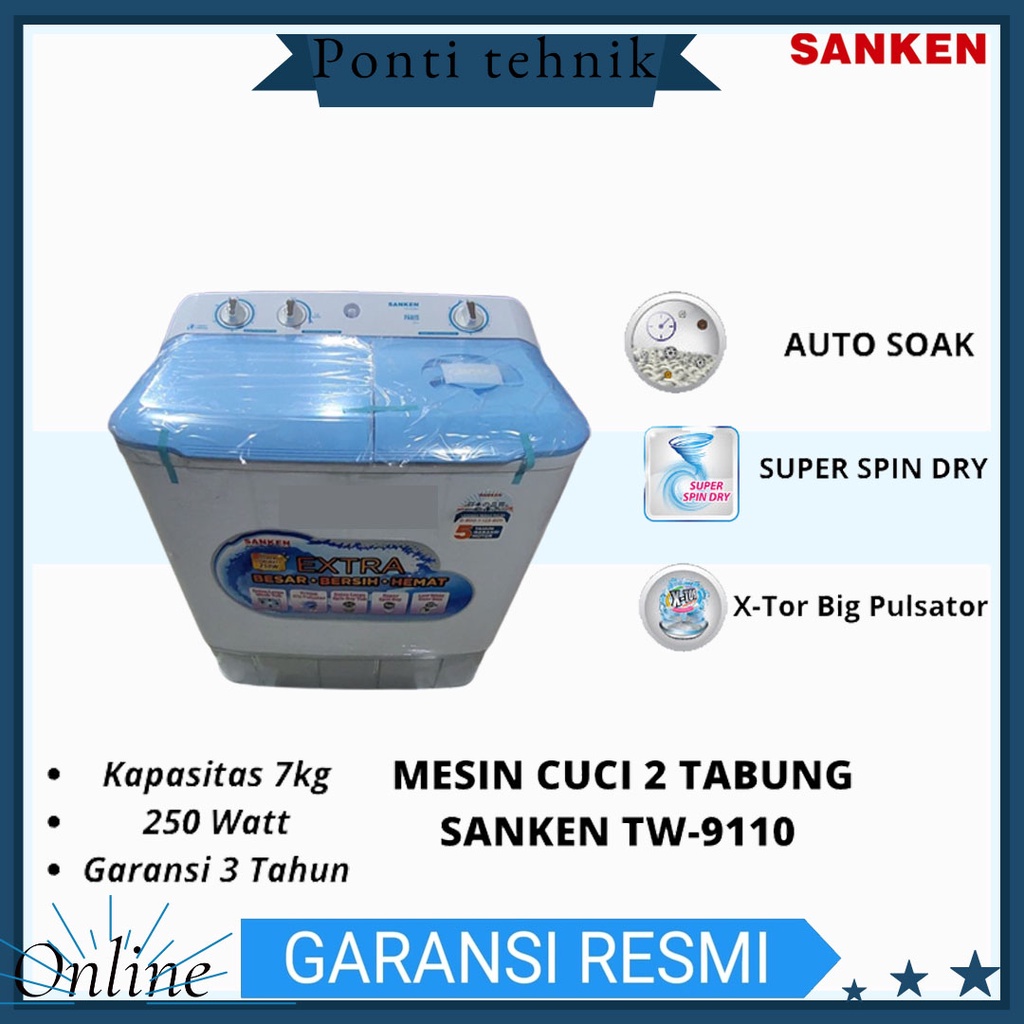 MESIN CUCI SANKEN 2 TABUNG TW-9110 7 KG