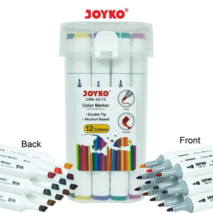 

Color Marker Penanda Spidol Berwarna Joyko CMK-53-12 Dual Tip 12 Warna