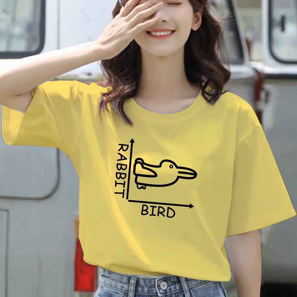 CALVIERO SHOP - BAJU KAOS ATASAN WANITA PRINT RABBIT BIRD
