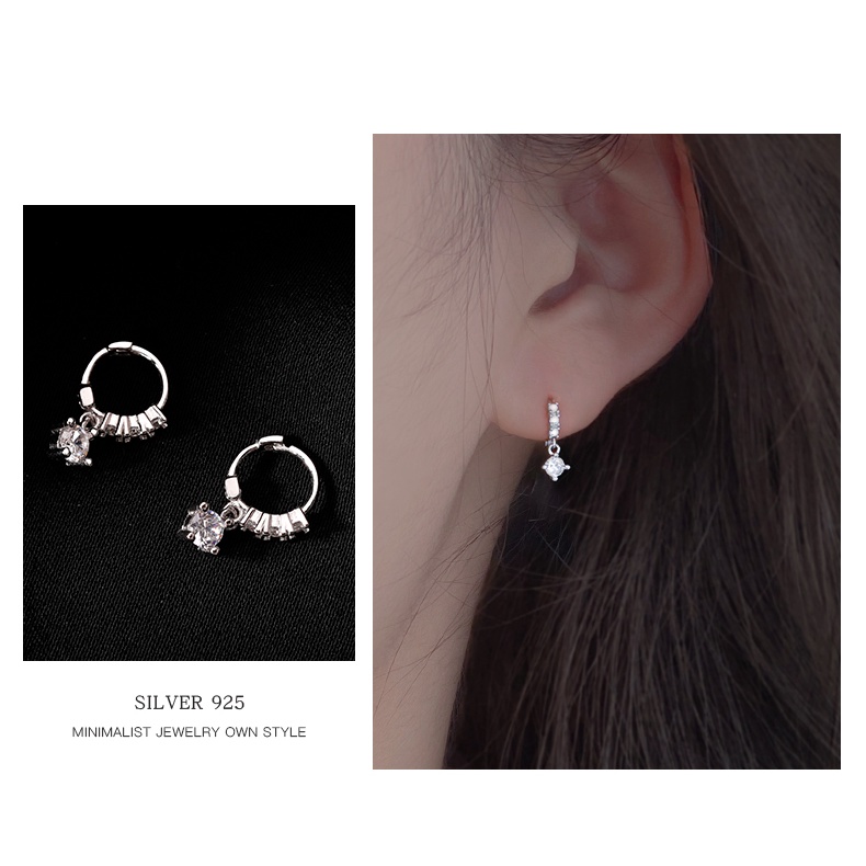 Anting Hoop Hias Berlian Gaya Korea