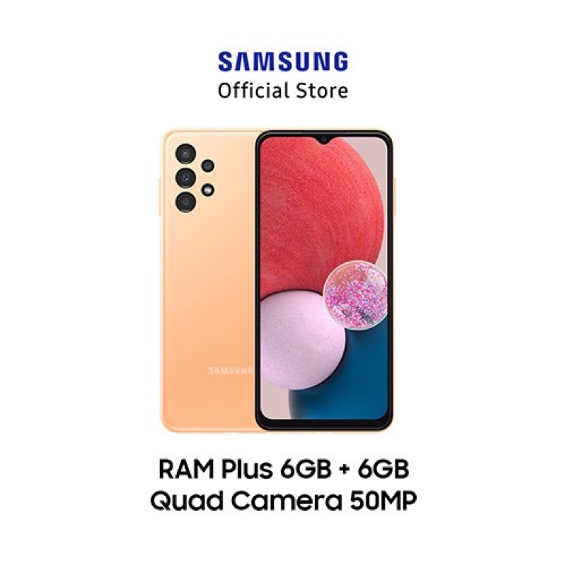 SAMSUNG Galaxy A13 RAM 4GB 128GB / 6GB 128GB - PEACH - QUAD CAMERA 50MP - RESMI SEIN-Peach / 6GB