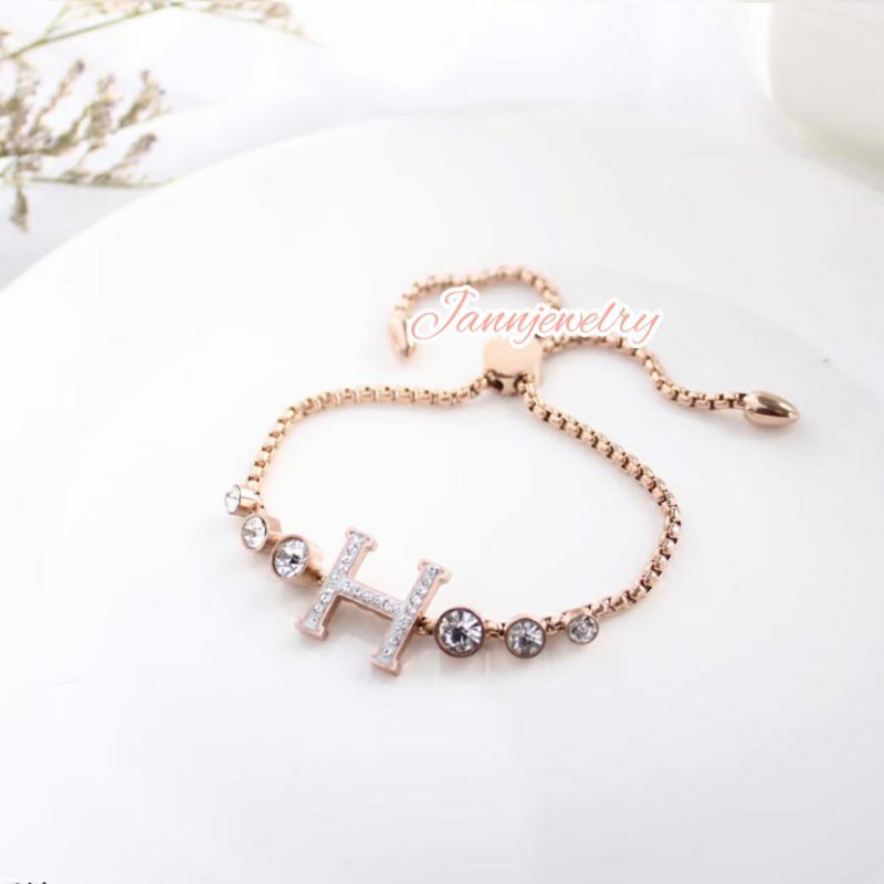 Gelang Serut Titanium Asli Anti Karat &amp; Alergi Cubic Zirconia Fashion Korea