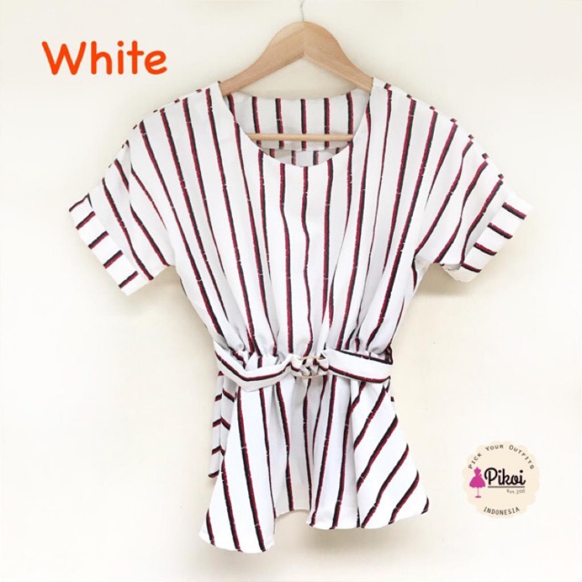 Baju kantor wanita / blouse garis cantik / baju ikat murah / baju peplum murah / blouse formal 1773