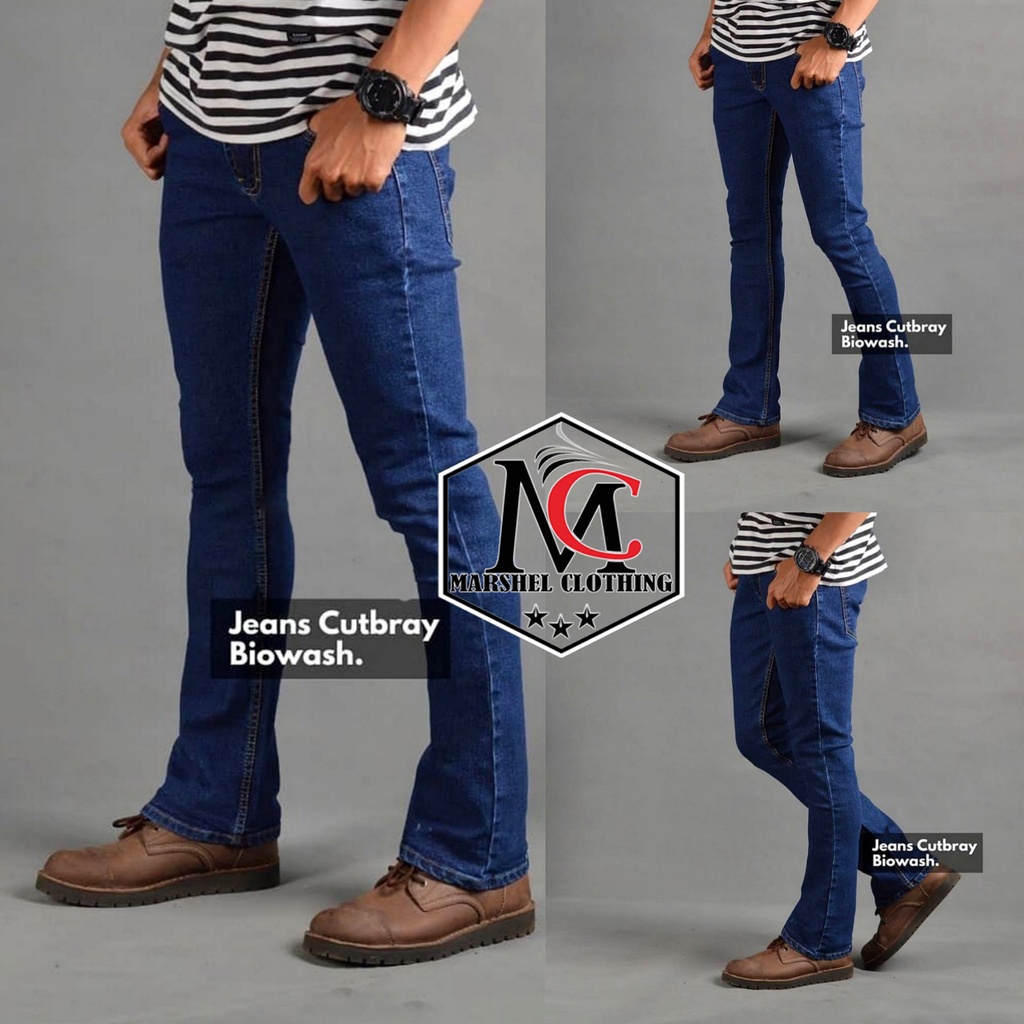 RCL - Celana Jeans Cutbray Blue Black Panjang Pria Cowok Cowo Semi Cutbray Original Bahan Denim Stretch / Celana Cutbray Pria / Celana Jeans Cutbray Terlaris