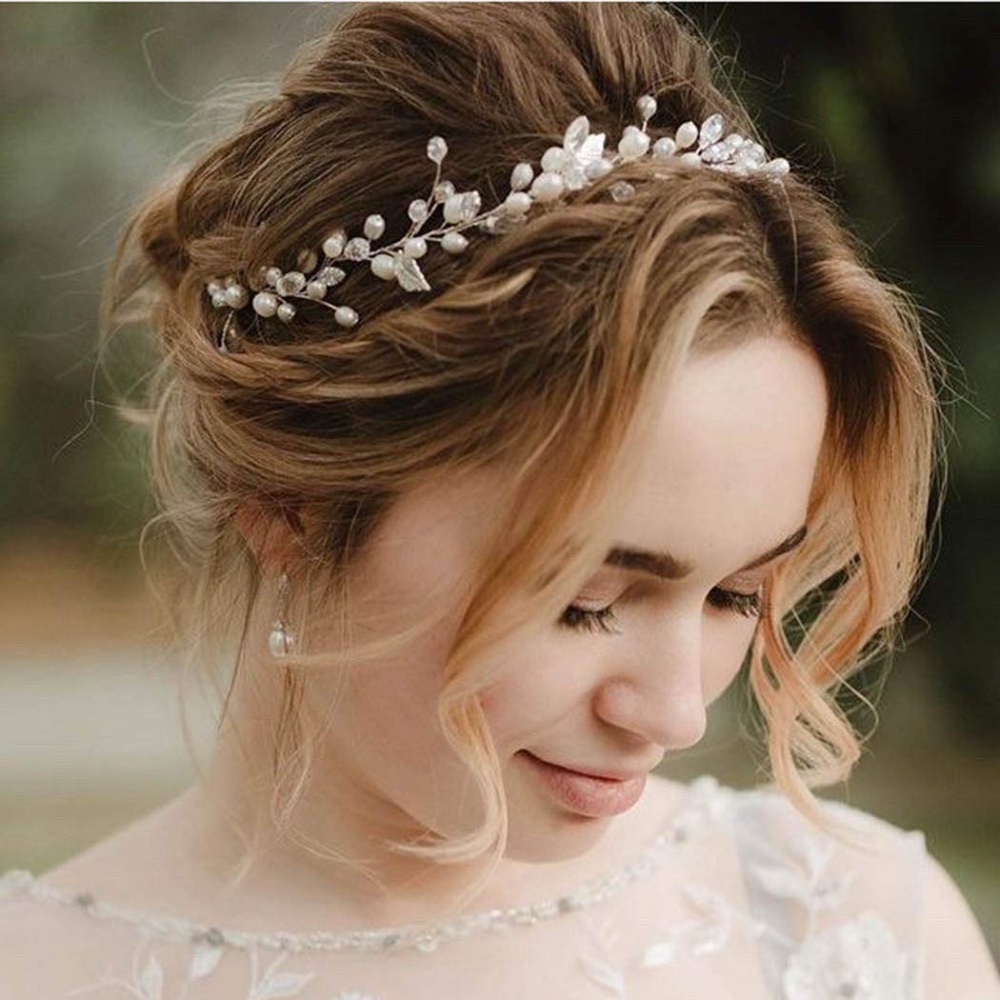 1 Pc 50CM Braided Pearl Crystal Headband Wedding Headdress / Girls DIY Hair Styling Tools / Fashion Styling Hair Accessories