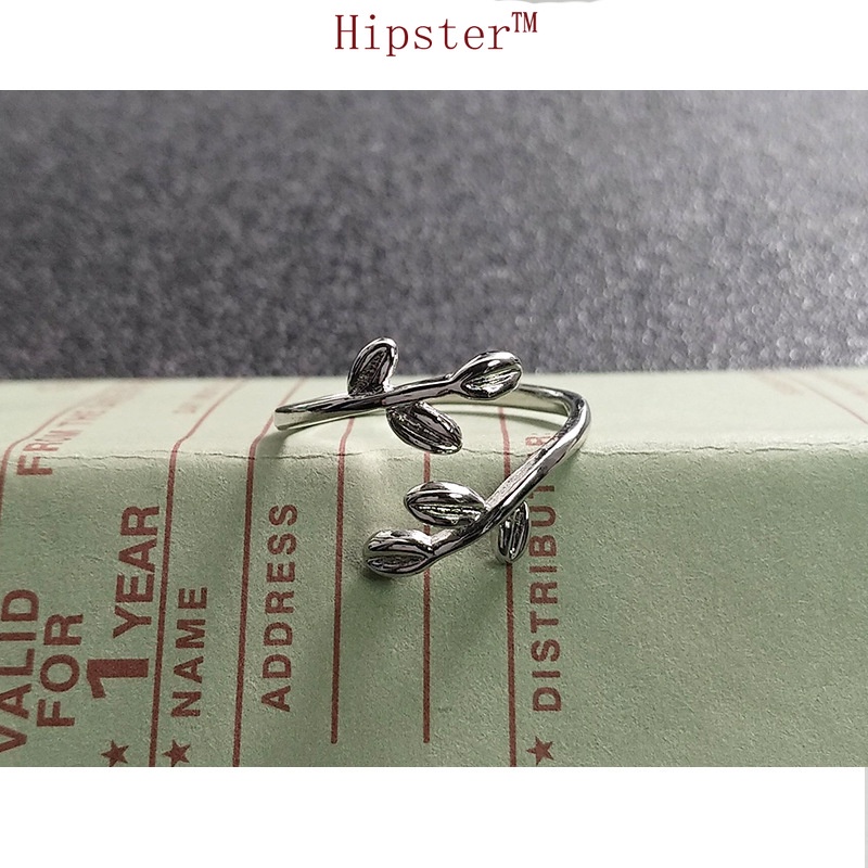 Hot Sale Creative Design Personality Silver Leaves Adjustable Ring