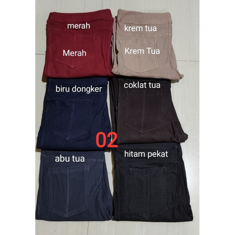 Jegging Kantong Wanita -Denim Tebal Adem Elastis- Legging Jeans Panjang- Celana Casual Olahraga