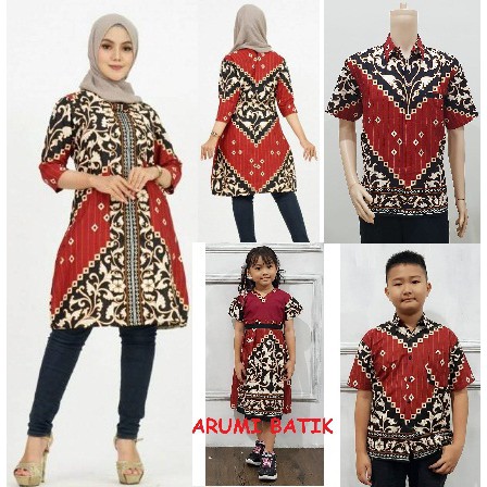 Sarimbit Couple Set Keluarga Muslim Tunik Batik 2788 Agatha Pola