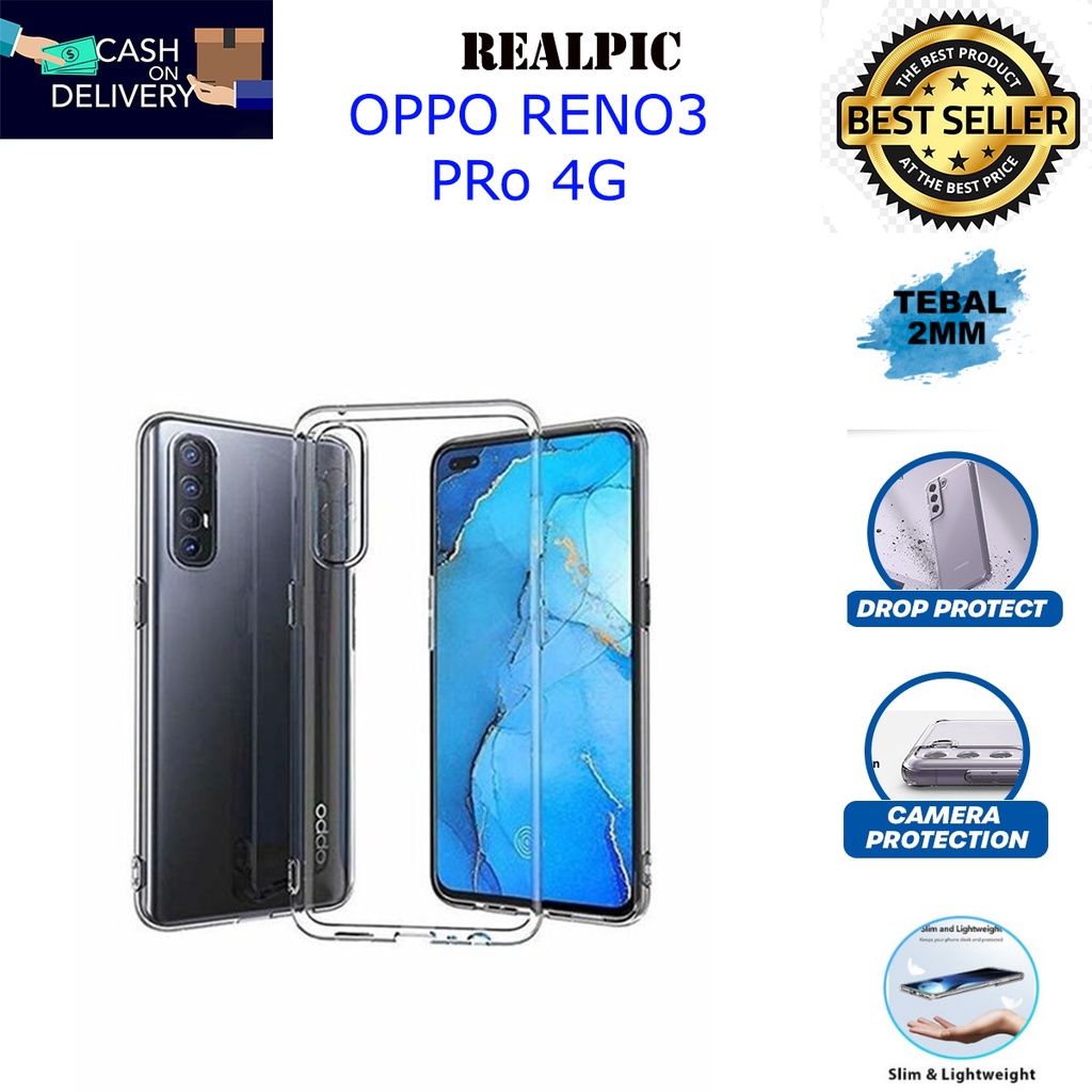 Case OPPO RENO3 PRO 4G Casing Clear HD KETEBALAN 2MM BENING TRANSPARAN TPU Premium Softcase