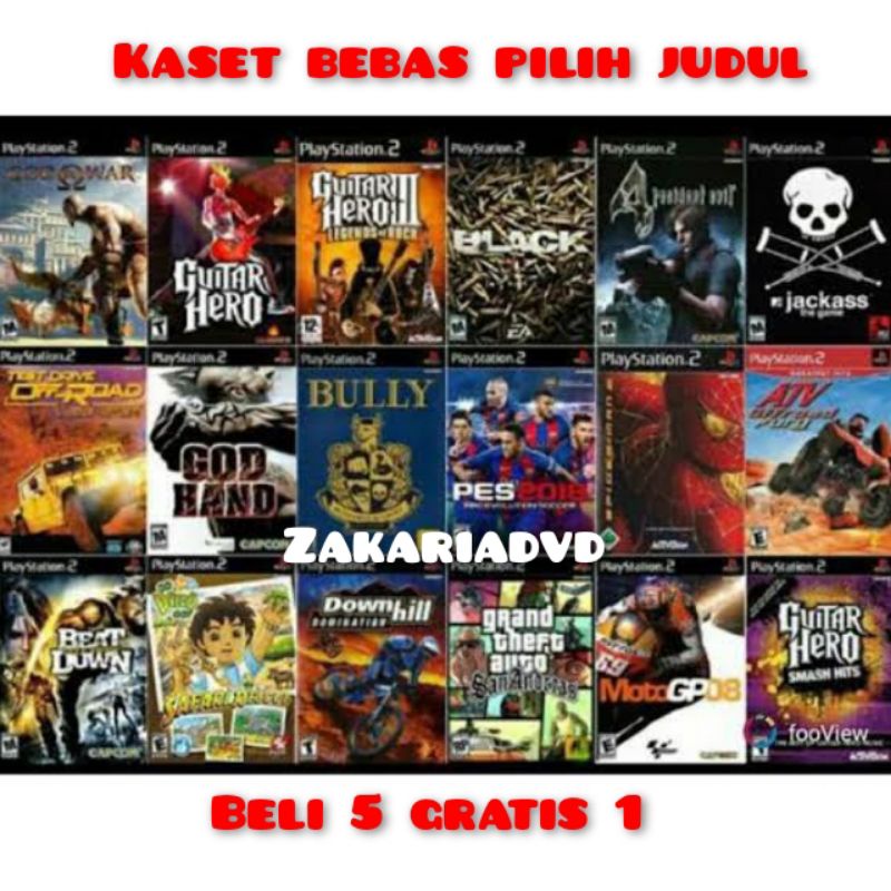 Kaset PS 2 BEBAS REQUEST JUDUL BELI 5 gratis 1 beli 10 gratis 2