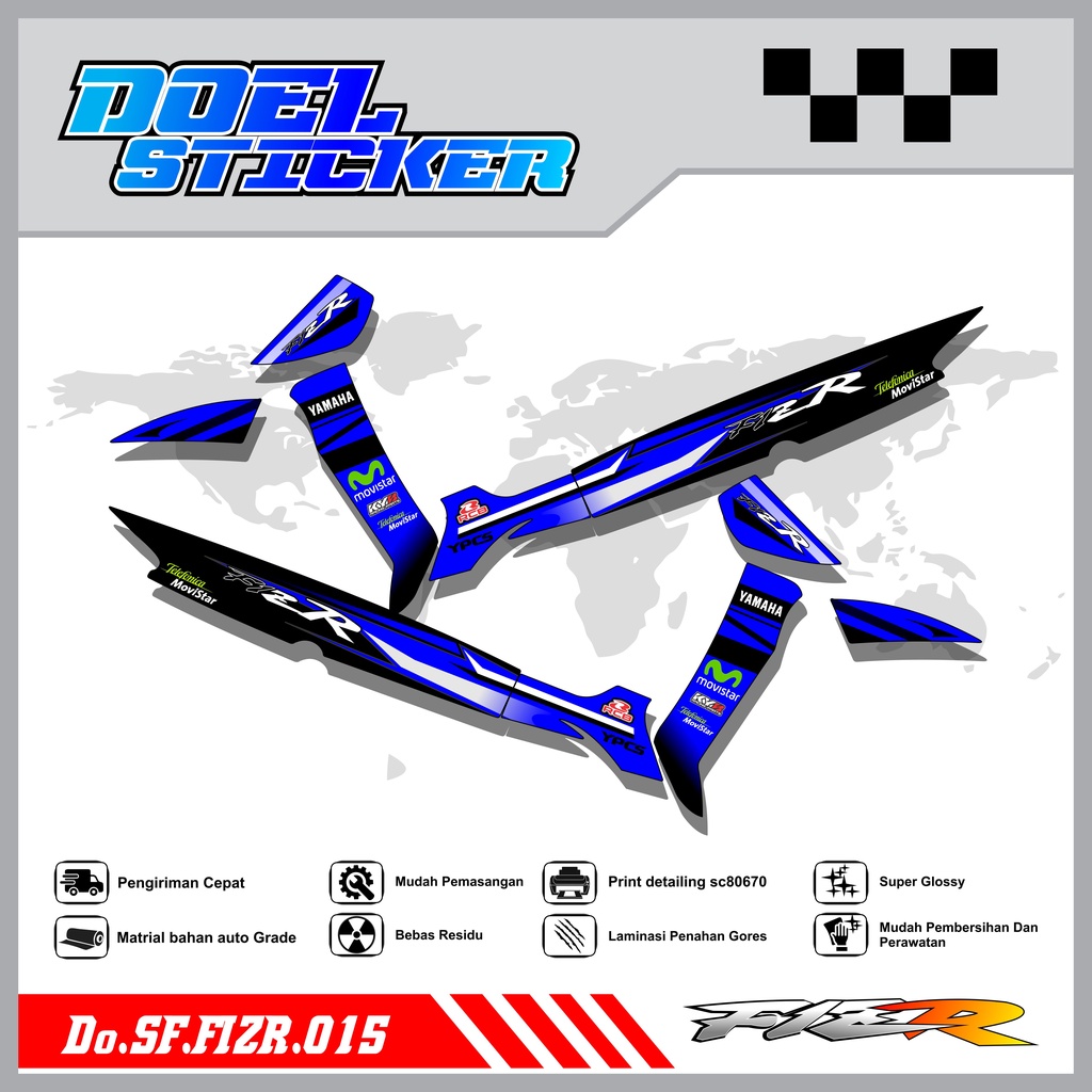 STICKER STRIPING FIZ R - STICKER STRIPING LIST VARIASI HOLOGRAM , CROME FIZ R DOEL 015