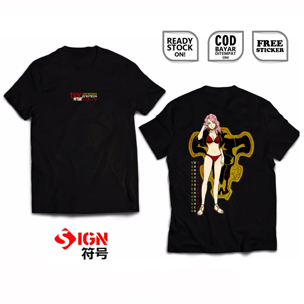 KAOS VANESSA ENOTECA BLACK CLOVER WAIFU WIBU OTAKU AHEGAO BAJU JEPANG JAPANESSE  ANIME MANGA SIGN