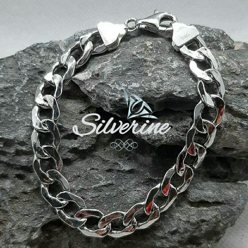 Silver 925 GELANG RANTAI UNISEX PRIA WANITA PERAK LAPIS EMAS PUTIH RHODIUM S925
