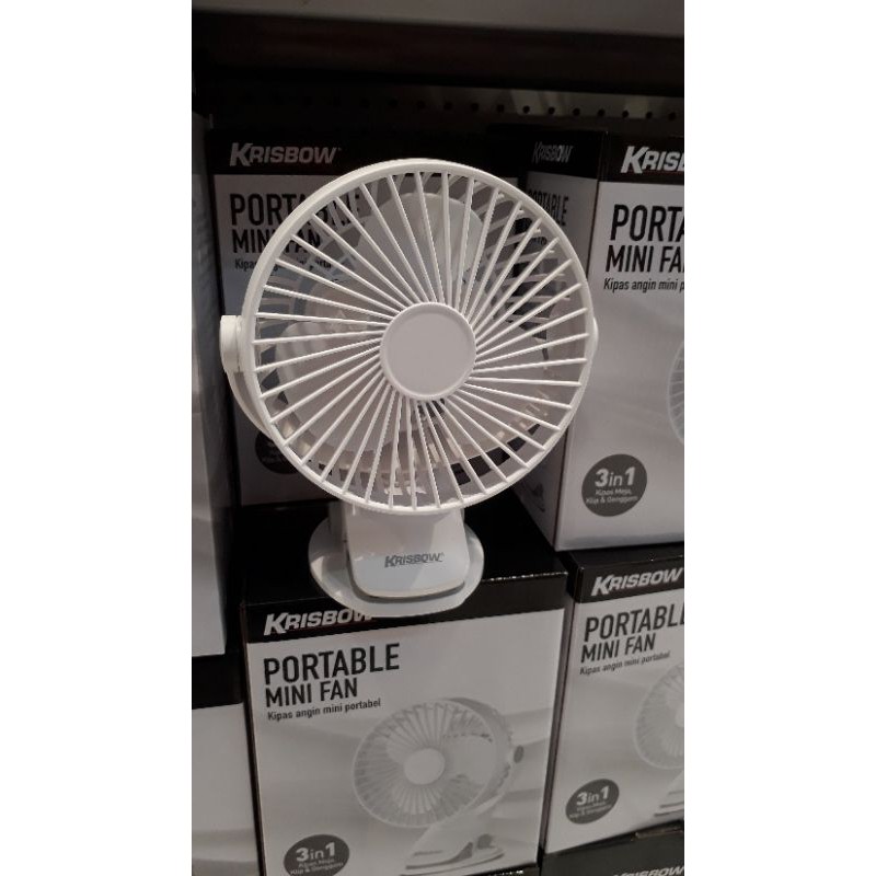 Krisbow Portable Mini Fan Putih / Kipas Angin Portable Cas