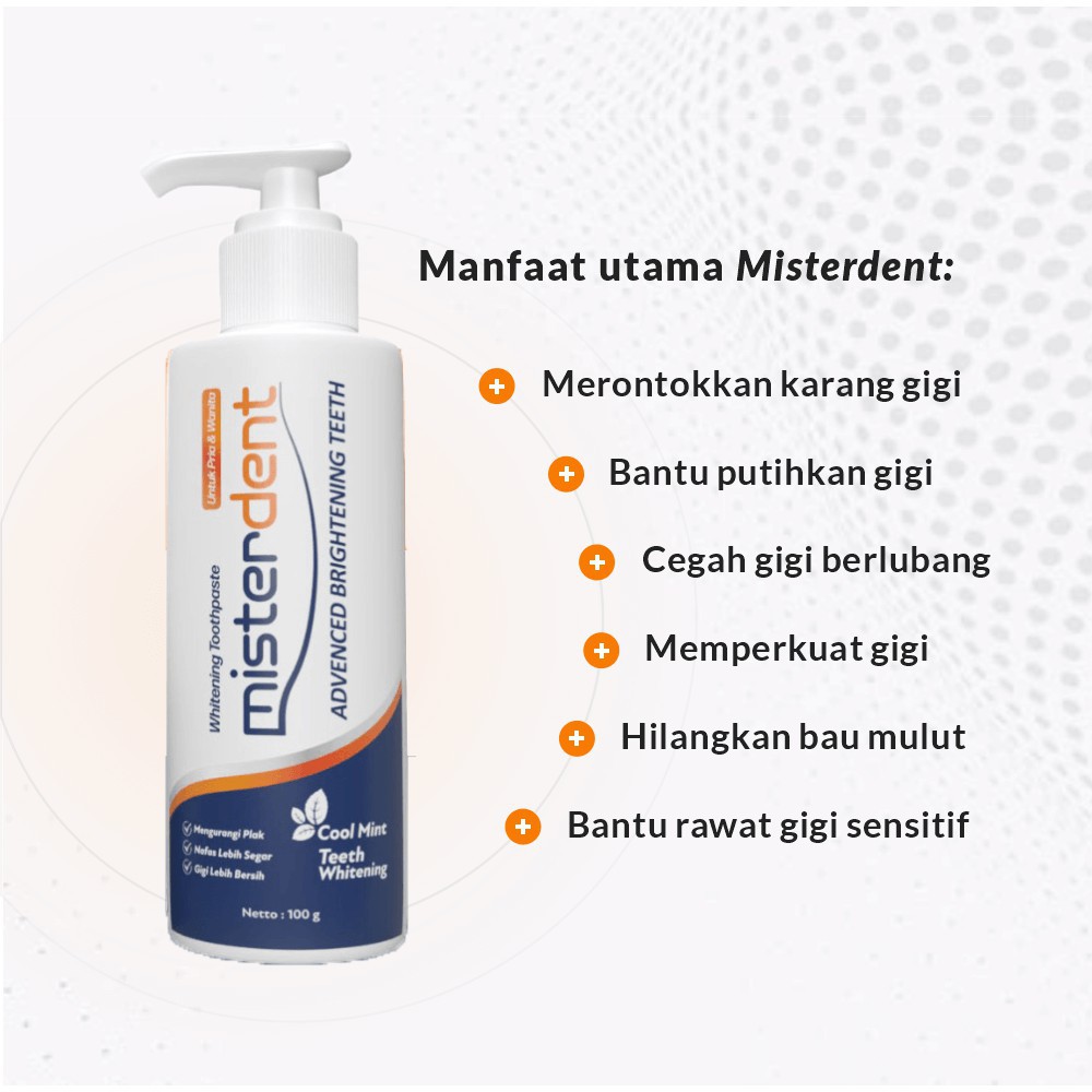 MISTERDENT Original Brightening untuk Pemutih Gigi Dan Mencerahkan Gigi Isi 100 ML