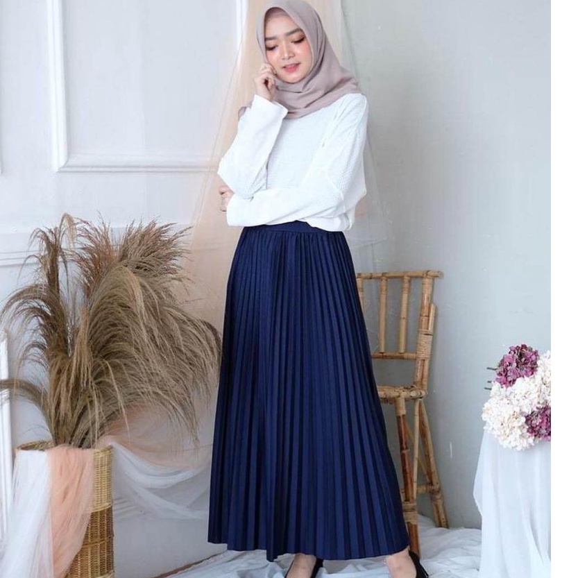 Rok Plisket Mayung lipit besar / Rok plisket skirt panjang / Flare skirt / rok hyget murah