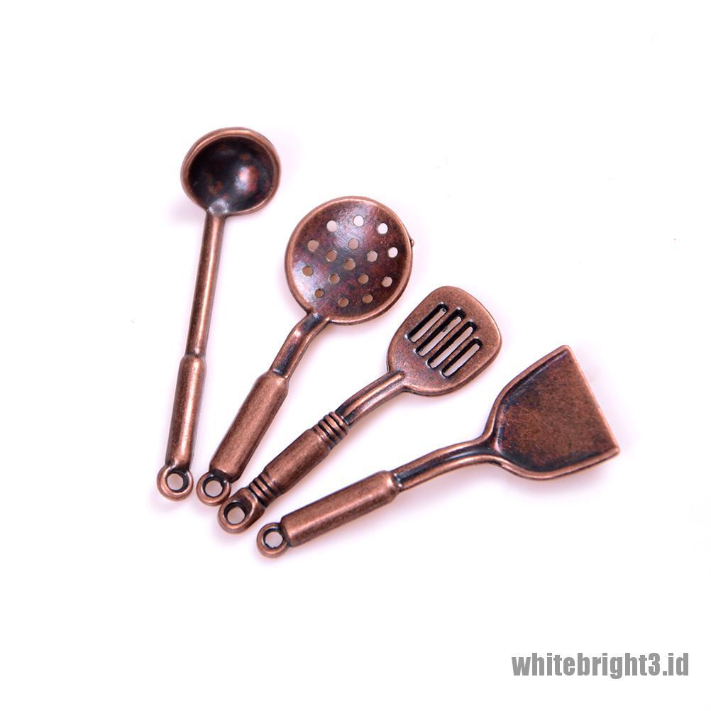 (white3) 5pcs / Set Mainan Miniatur Peralatan Dapur Bahan Metal Untuk Aksesoris Rumah Boneka 1: 12