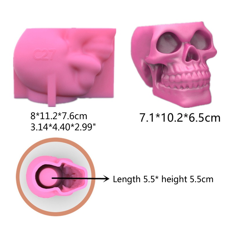 Cetakan Pot Bunga / Tanaman Sukulen Bentuk Tengkorak 3D Bahan Silikon Resin Epoksi