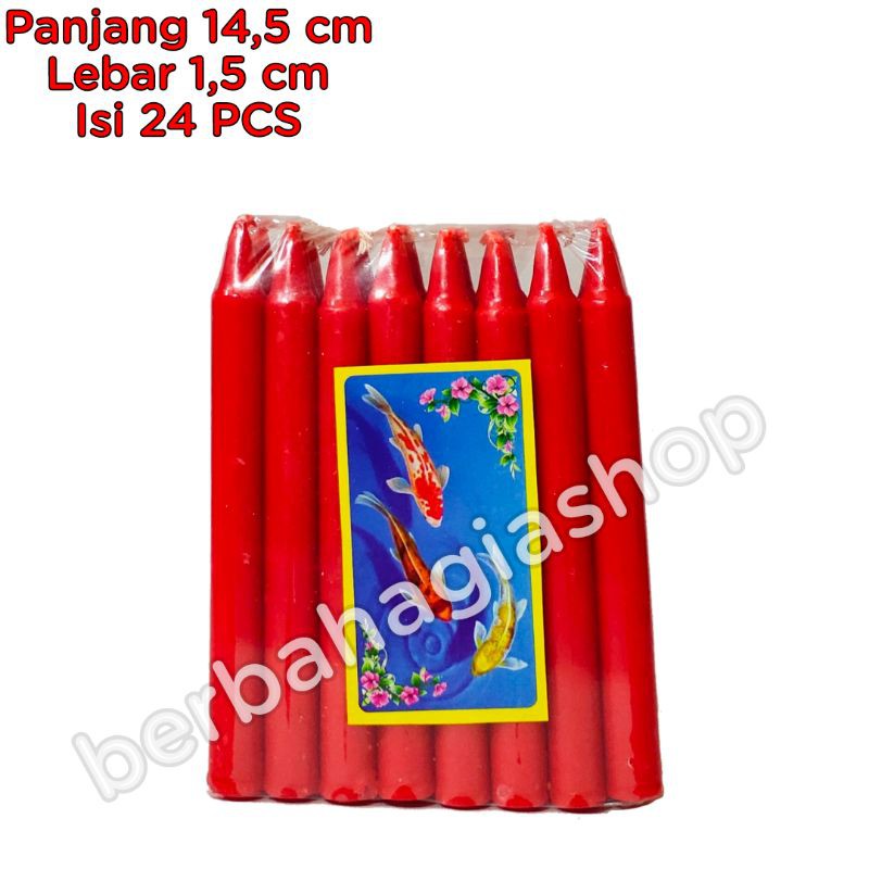 Lilin Merah Type ( Tipe ) 240 Isi 24 Batang Ukuran Sedang / Red Candle