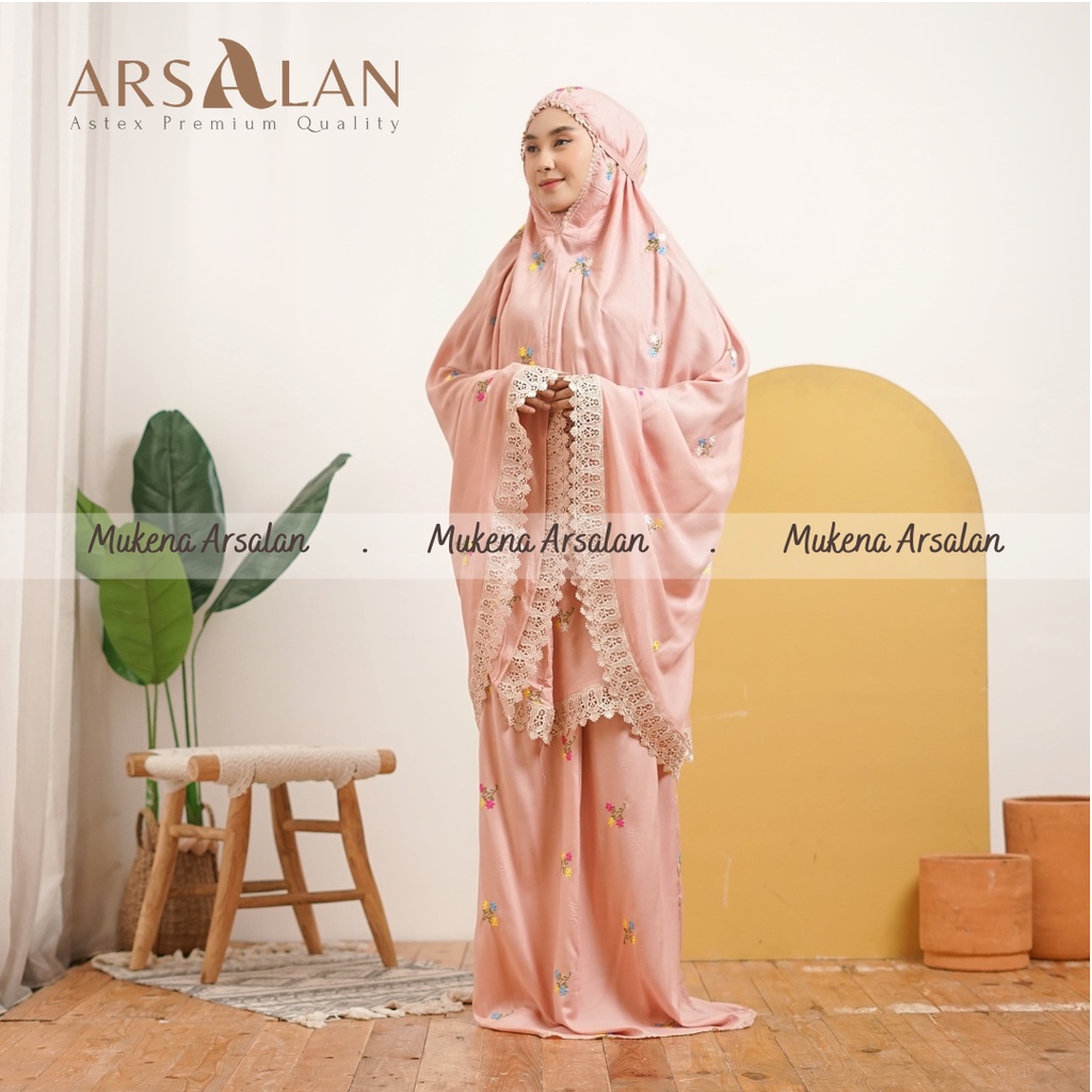 Mukena Couple Yasmin Bordir Melati Rayon Premium Dewasa anak Tanggung | Mukena Arsalan