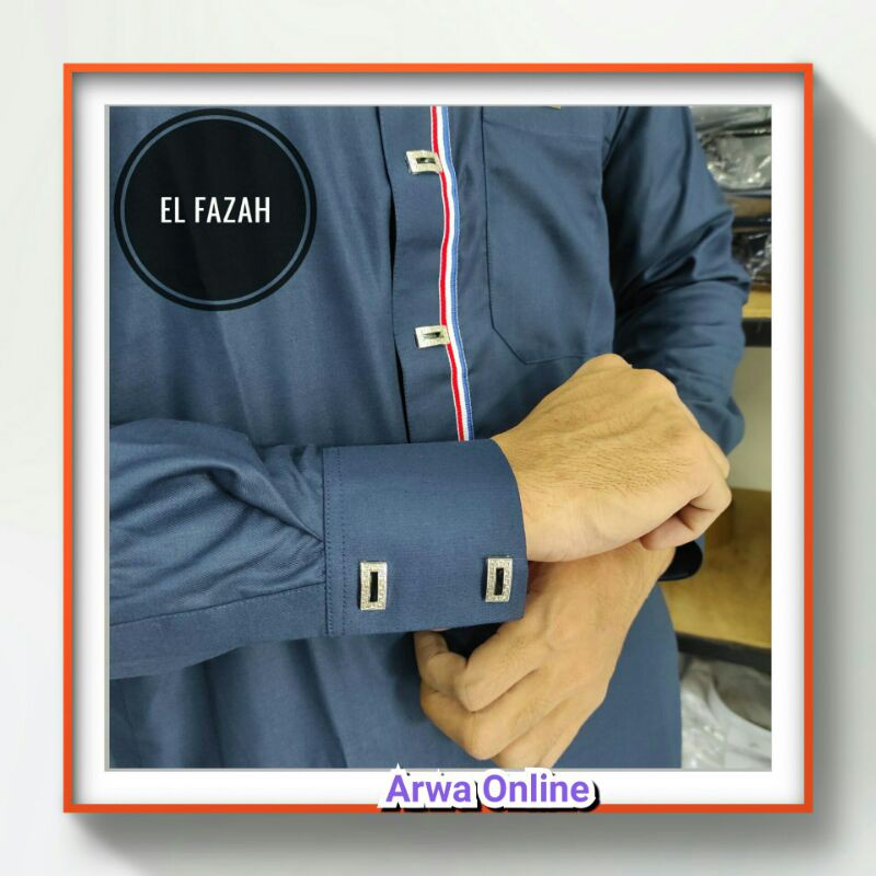 Jubah El Fazah katun premium manset kancing kotak | koko | kurta | jubah | jubah pria