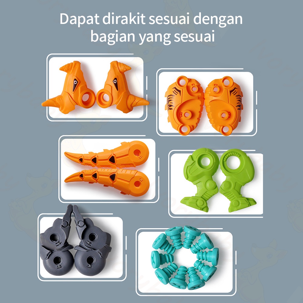 Ivorybaby Mainan bongkar pasang puzzle anak DIY assemble dino