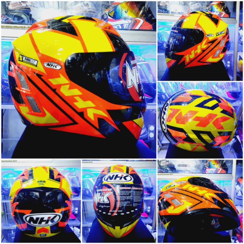 NHK HELM TERMINATOR GP PRO RACING MOTIF BLACK YELLOW ORANGE FLUO NHK ORIGINAL
