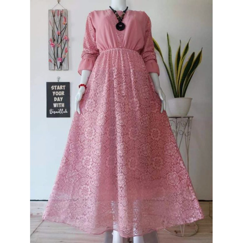 GAMIS BROKLAT WANITA KEKINIAN GAMIS BRUKAT TERBARU GAMIS LEBARAN MURAH