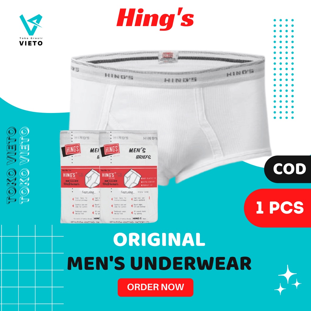 Celana Dalam Hings Isi 1 Pcs 125 B Classic Putih Pria Dewasa Sempak Bokser Laki laki Dewasa Selempak
