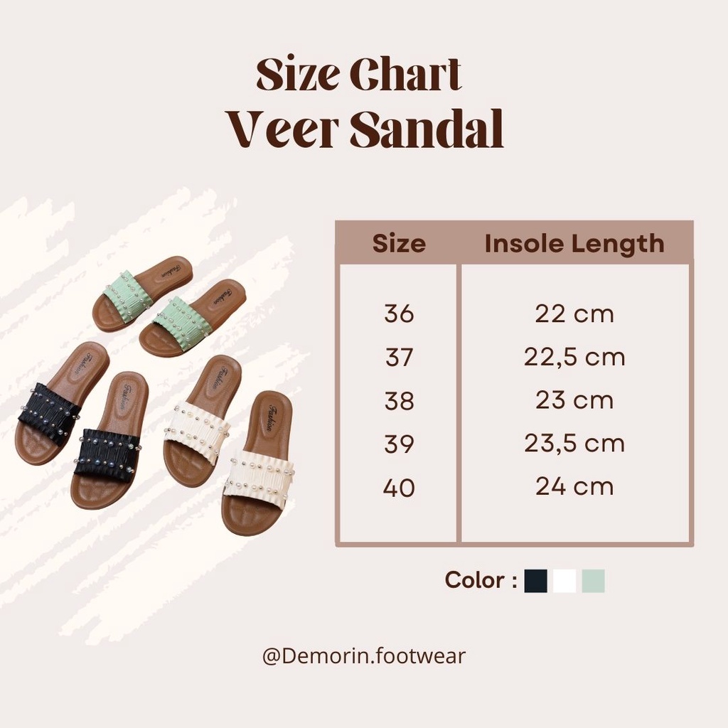 Veer Sandal Flat Wanita Mutiara Slip On- Demorin Sendal