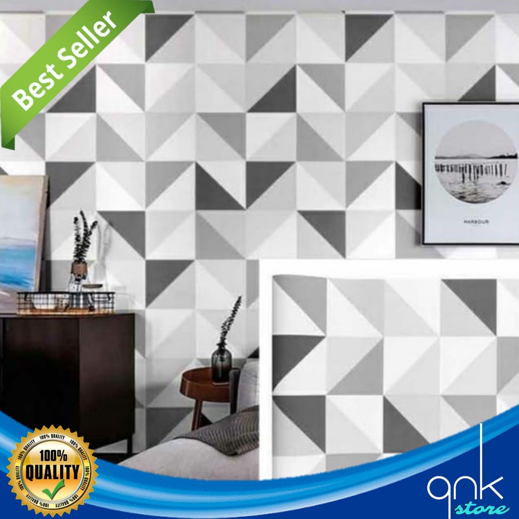 Wallpaper Dinding Motif 3D Geometrik 45cm x 5m Geometrik Abu Wallpaper Sticker Wallstiker Wallpaper Sticker Wallsticker Geometrik Abu