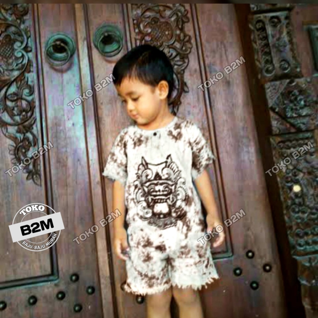 Baju Barong Anak Baju Bali Anak Setelan Baju Barong Putih Motif Mega