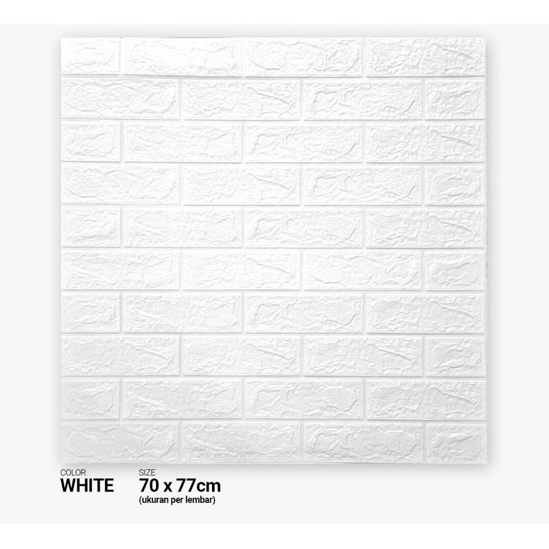 Wallpaper Dinding 3D MOTIF BATA 70cm x 77cm dan 70cm x 38cm 3mm-White