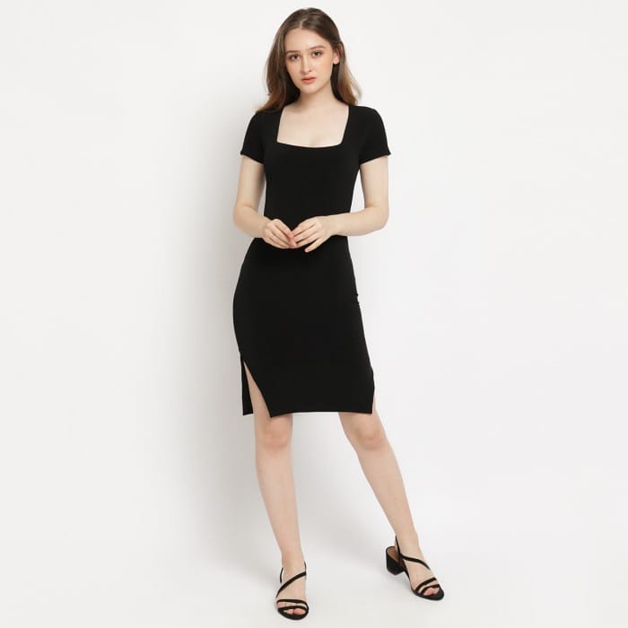 BEFAST - ZFS OOTD Dress Wanita MONIKA / DRESS JIMIN JERSEY / Dress Mini Wanita / Fashion Wanita Modis / Dress Polos Casual / Pakaian Wanita Remaja / Dress Pas Body / Dress Santai Wanita