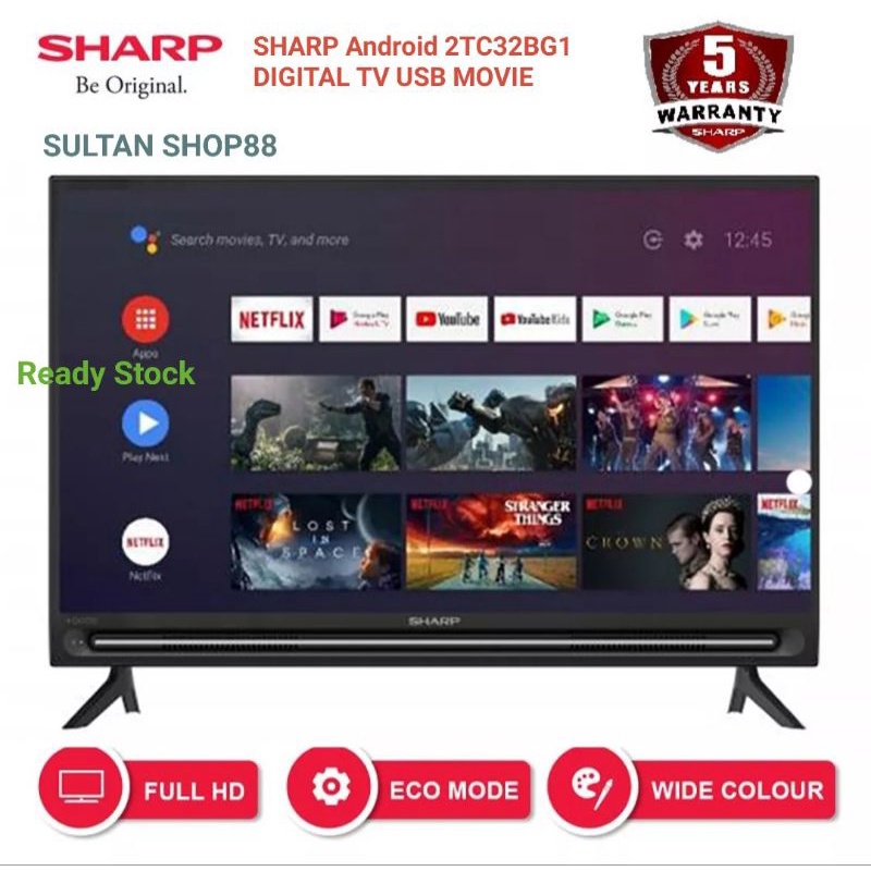 Sharp Led Tv 32 Inch Android TV 2TC32BG1 Digital USB MOVIE