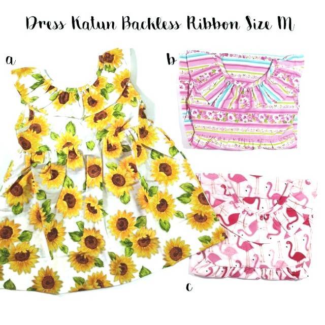 Dress Anak Katun Backless Ribbon Size M