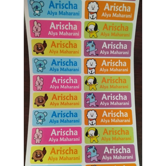

Sticker Name Stiker Nama Label Nama Anak BT21 Mobile Legend Badanamu Roblox Vynil Waterproof