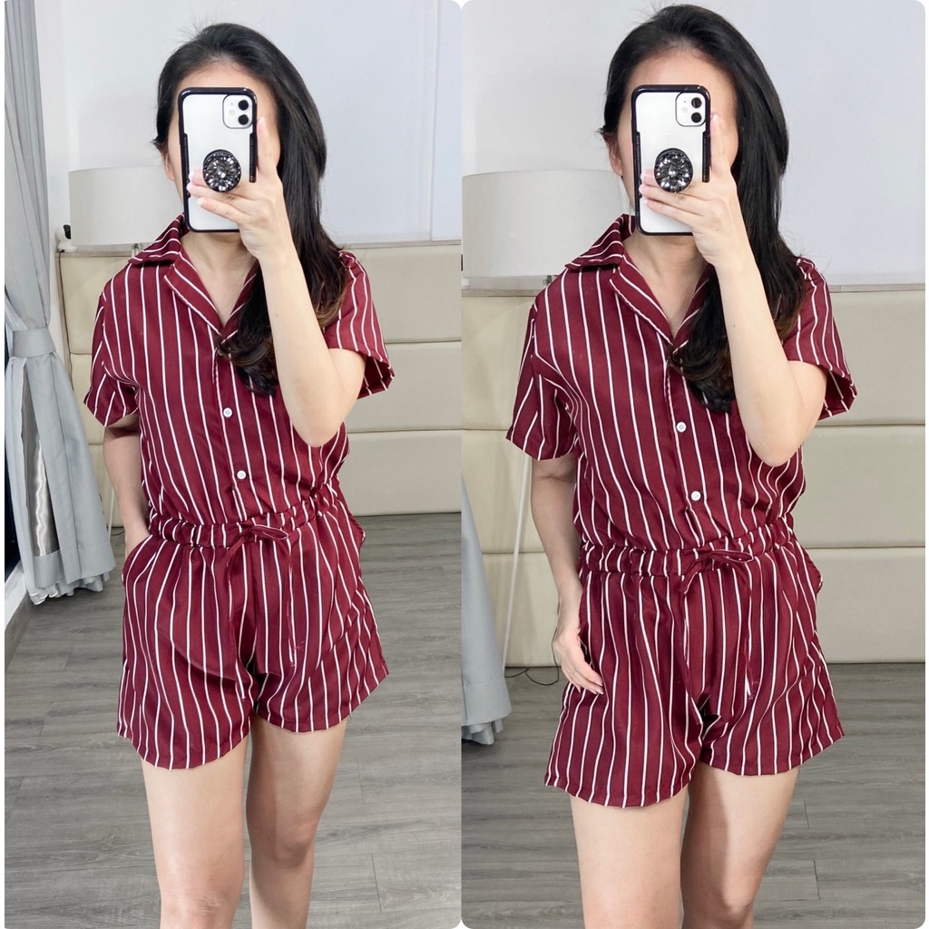 FWG - JUMPSUIT STRIPED /JUMPSUIT WANITA / JUMPSUIT PENDEK WANITA / JUMPSUIT SALUR / OVERALL