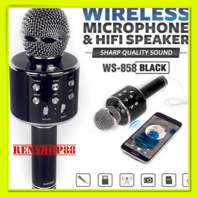 ORIGINAL MIC Karaoke WS-858 Portable Bluetooth  Microphone