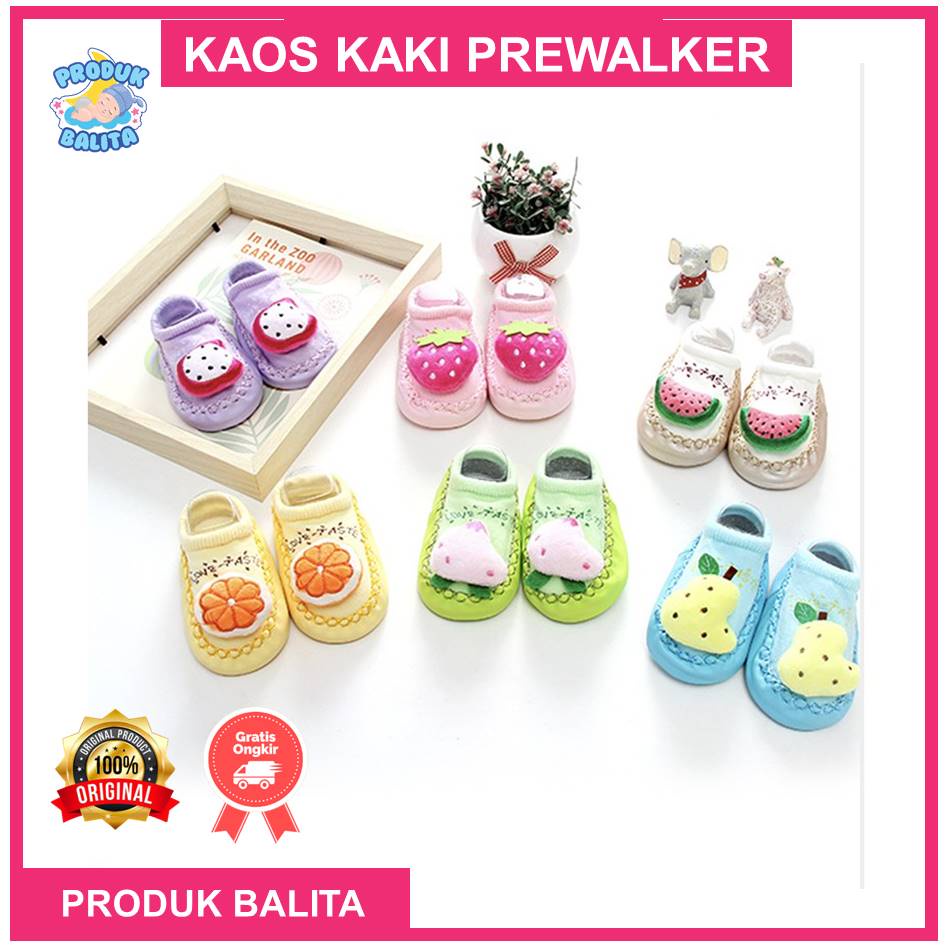 Sepatu Bayi Prewalker Kaos Kaki Karet Anti Slip Kaos Kaki Prewalker Bayi  Perempuan Laki-laki Terlaris