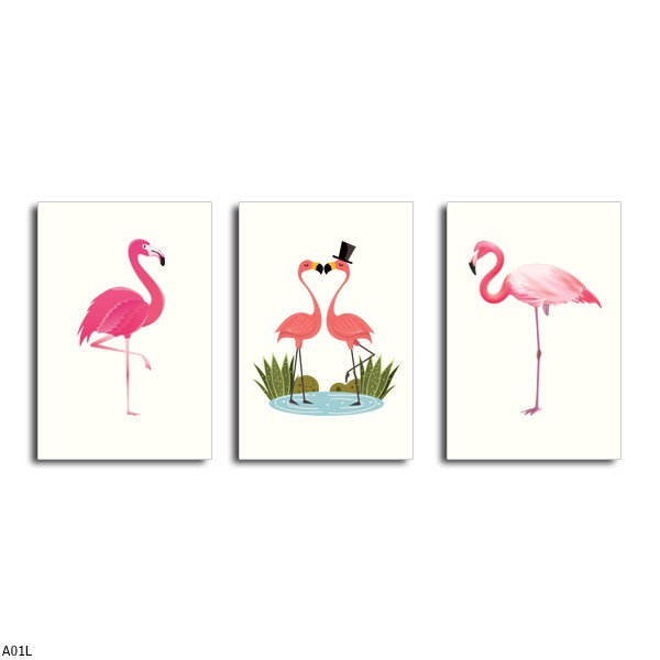 Hiasan Dinding / Wall Decoration / Pajangan Rumah  13,5cm x 20cm Tema Flamingo A01L