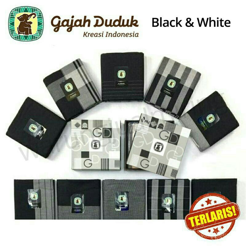marvelashop | SARUNG GAJAH DUDUK HITAM Putih Sarung lebaran