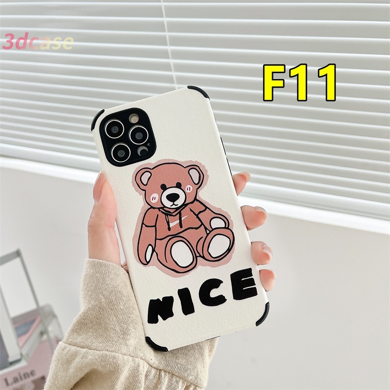 Soft Case TPU Motif Nice Beruang Untuk Compatible For IPhone 11 PRO MAX 6 7 6S 8 Plus 12 mini 12 pro max X Se 2020 XR XSMAX 6SPlus 7Plus 6Plus 8Plus XS A7 A5S A12 A9 2020 A5 2020 A54 A15 A15S Lamb Skin leather Camera Lens Protection Phone Case