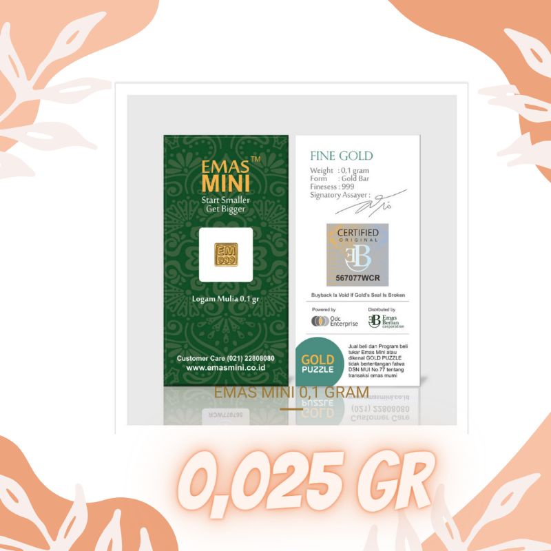 Emas Mini Berat 0,025 gram