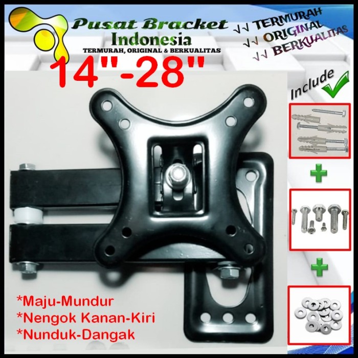 Bracket Tv 24 Monitor Lengan 14&quot; s/d 28&quot; 6 arah Fleksible PBI.SWK1-004