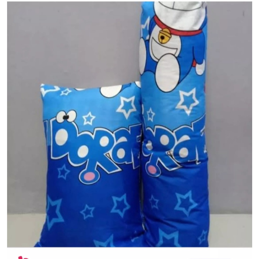 sarung bantal dan sarung guling Sarung Bantal &amp; Sarung Guling Motif DORAEMON Paket 2 in 1 SARUNG BANTAL DAN SARUNG GULING KARAKTER / 1 SARUNG BANTAL DAN 1 SARUNG GULING