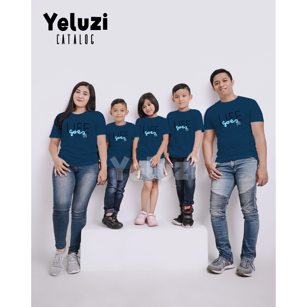Kaos Atasan Distro Couple Baju Sarimbit keluarga Biru yeluzi