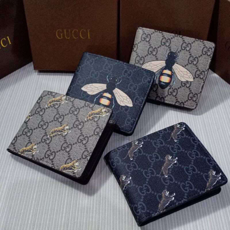 Dompet lipat pria print motif bee tiger + box